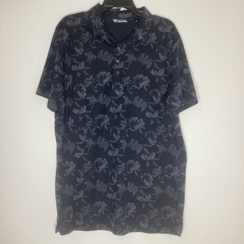 Travis Mathew Black and Silver Polo XL